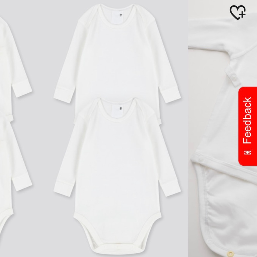 (NWT) UNIQLO NEWBORN CREW NECK LONG-SLEEVE BODYSUIT (SET OF 2)